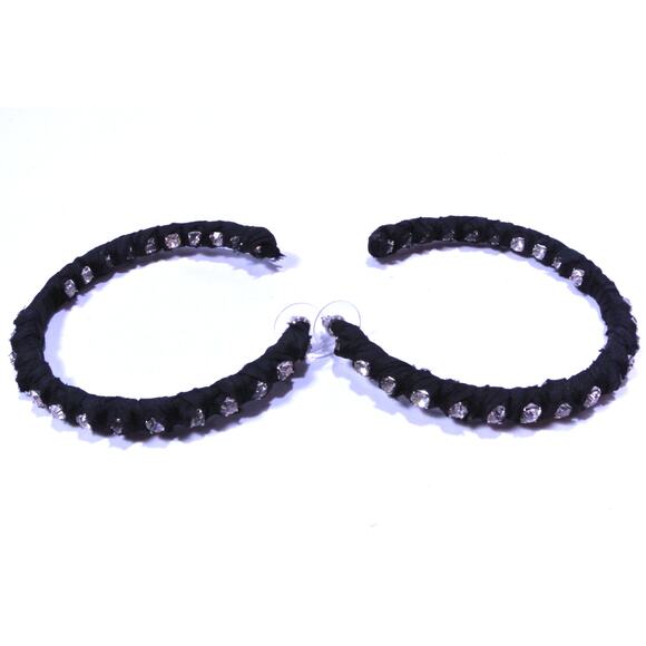 Neiman Marcus Lee Angel Women's Black Wrapped Crystal In and Out Hoops NWT 168 - Picture 2 of 10